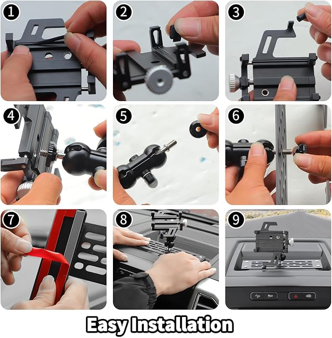 JWWY Center Console Expansion Rack Bracket with Phone Holder for 2015-2020 Ford F150, Dashboard Tray Mount Car Interior Organizer Accessories, Alloy Black
