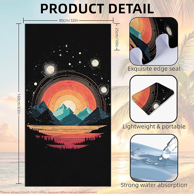 2 Pack Car Towel Seat Covers with Storage Bag, Multifunctional Towel for Gym Outdoor Sport, Picnic, Beach, Pet Dog Travel,Non-Slip Washable Car Seat Protector (Mountain Galaxy)