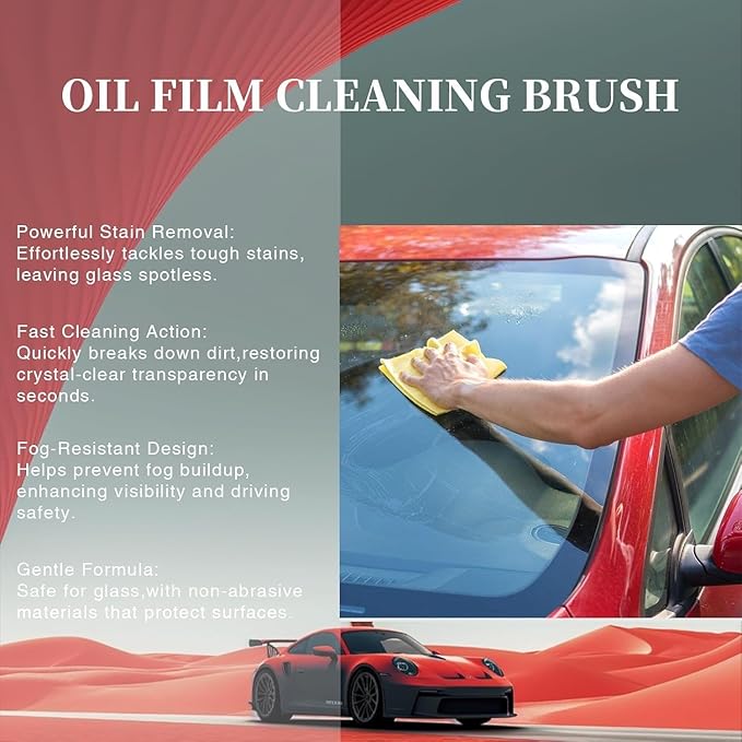 Oil Film Remover for Car Windshields and Windows, Automotive Glass Cleaner for Oil Residue & Road Grime, Improves Visibility & Safe Driving (1 PCS)