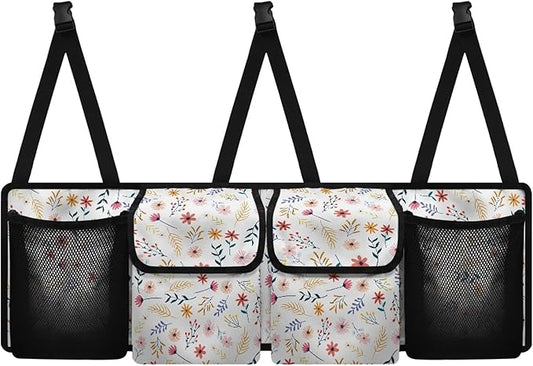 Trunk Organizer for Car Women Flower Backseat Car Organizer for SUV/MPV/Truck, Space-Saving Adjustable Trunk Storage Bag with 4 Pockets, Esay to Install