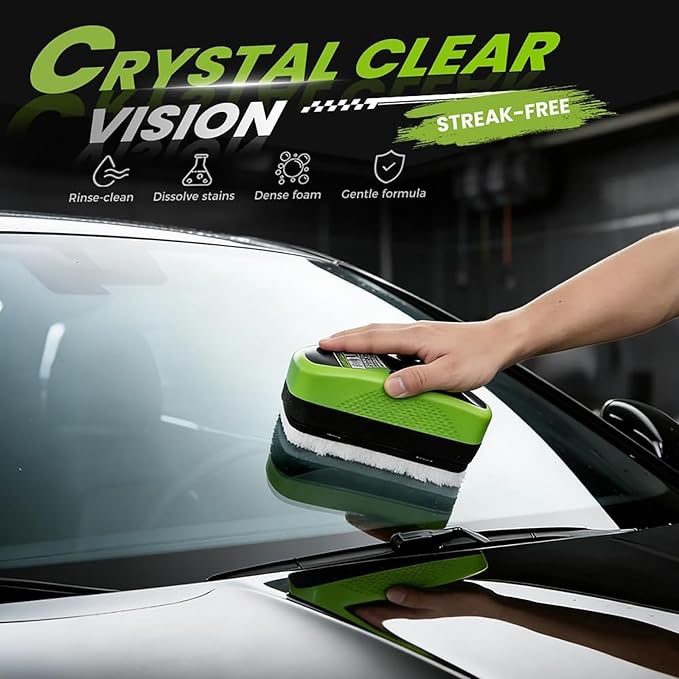 Clear Vision Windshield & Glass Cleaner Tool Kit, 2.0 Upgrade Oil-Free Car Glass Cleaning Brush, Automotive Windshield Oil Film Remover, Universal Glass Cleaning Board for Car Windows – 2 Pack