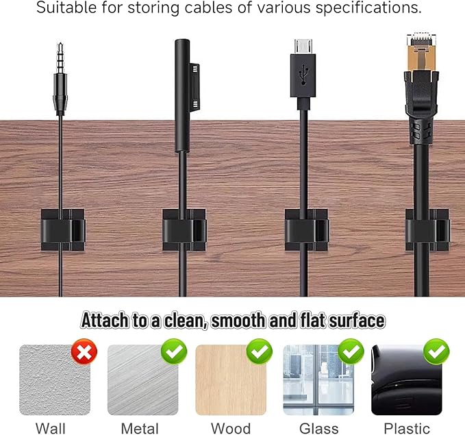 5/8 in Adhesive Cable Clips, 120pcs Outdoor Light Clips, Cord Clips, Sturdy Wire Clips, Finisher Wire Clamp for Home, Car, Office Wire Management Clips (Black, 5/8"-120PCS)