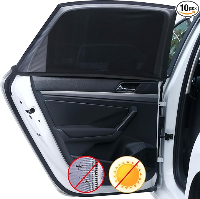 Upgraded Car Rear Side Window Shades, Breathable Mesh Stretch Window Covers Screens for Camping, UV Protection, Block Sun Glare,Privacy Protection,Fit for 97% of Cars -2 Pack