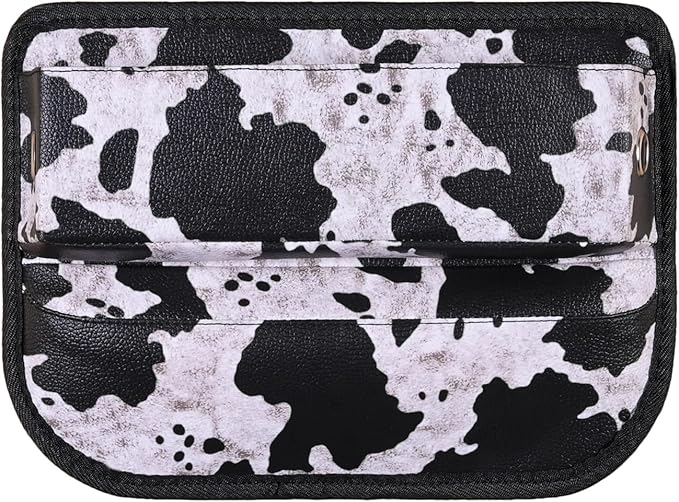 Universal Fit Car Seat Gap Filler Organizer Front Seat Set Divider Crevice Pockets Storage Box Auto Interior,Prevent from Falling Through Gaps,Holds Glasses Phone Key (1, Cow Pattern)