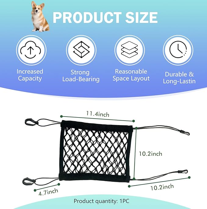Dog Car Net Barrier, Front/Rear Seats Pet Isolation Net, Flexible Anti-scratch Dog Isolation Barrier, Universal Organizes Essentials for Car, SUV, Truck (Black)
