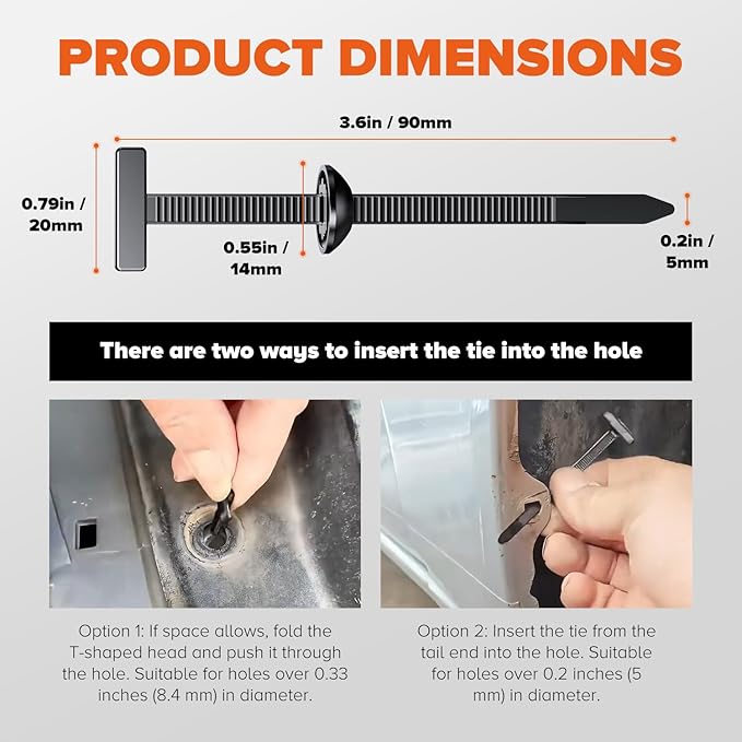 Nylon Universal Cable Tie Buckle, 150PCS Upgrade Snap-Fit Nylon Fastening Clip for Car Repairs, Automotive Zipper Clips, Zip Tie Rivet Car Accessories for Bumper Retainer Fender Liner Fastener