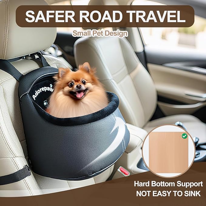 Small Dog Car Seat Under 13lbs - Luxury PU Leather Dog Booster Car Seats for Small Dogs with Removable Inner, Can be Used as Pets Carrier Bag