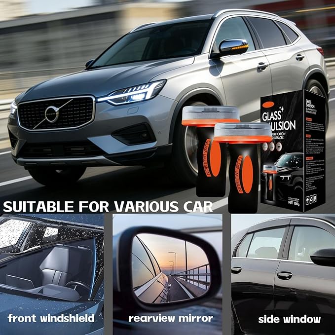2Pcs Glass Guard, Car Oil Film Cleaner, Powerful Glass Emulsion Oil Film Remover, Auto Window Rain Cleaner, Window and Windshield Cleaning Tool for Car Windows Home, Improve Clarity for Driving (2pcs)