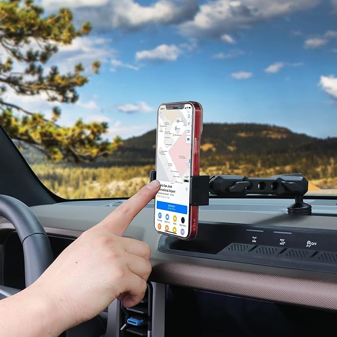 sukemichi Phone Mount for Bronco, Dash Cell Phone Holder Dashboard Phone Holder Mount for Ford Bronco Accessories 2021 2022 2023 2024 2025 2026 2 Door 4 Door, Black, Update Material