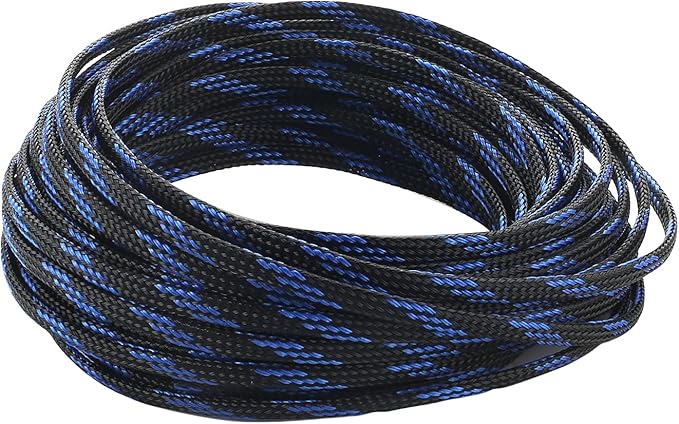 Aicosineg Cable Sleeve Braided Sleeving PET Wire Loom Tubing Cable 32.81ft-1/6inches Wrap Protector for HiFi Audio and Video Headphone Cable Protect Wires from Chewing of Pets Black and Blue