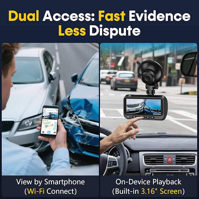 Front and Rear Dash Cam for Car: 4K+1080P Dual Dashcam Record Every Moment for Accident Evidence - 5G WiFi Quick Video Access 15-Min Install by Befumly