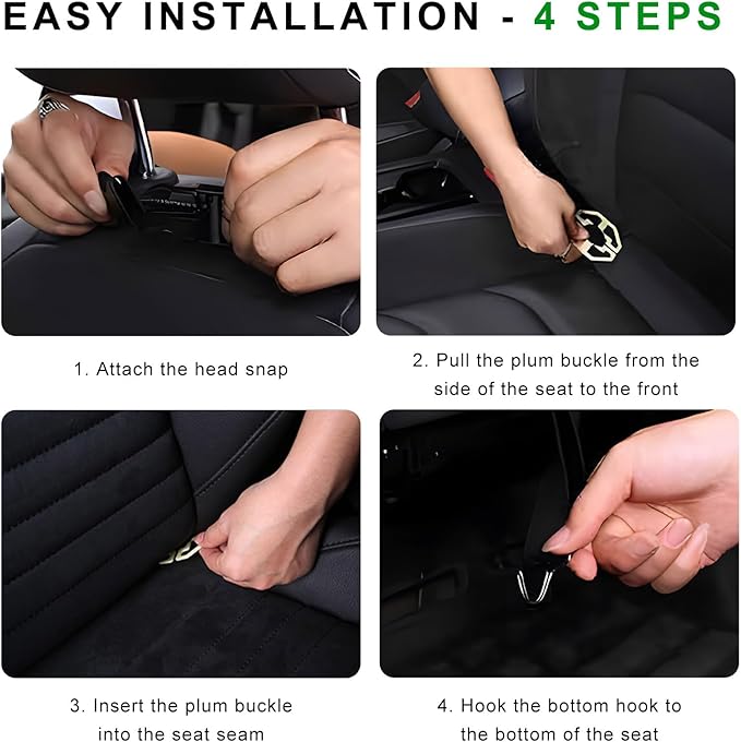 2PCS Car Backseat Organizer, Leather Multi-Pocket Seat Back Protector with Foldable Table Tray, Multifunctional Vehicle Storage Organizer Kick Mat for Kids Toddler Travel (Black)
