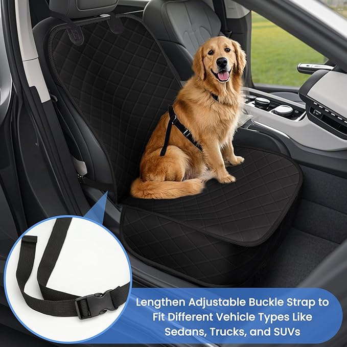 ELONGRIVER Dog Car Seat Covers, Waterproof Front Seat Cover for Dogs, Scratch-Proof, Nonslip Pet Passenger Seat Cover Protector, Universal Fit for Cars Trucks SUVs, Standard Size, 2 Packs Black