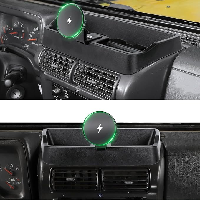 Magnetic Wrangler TJ Phone Mount, Wireless 15W Charger Phone Holder for Wrangler TJ Compatible with TJ 1997-2006, Wrangler TJ Accessory for Car Dashboard