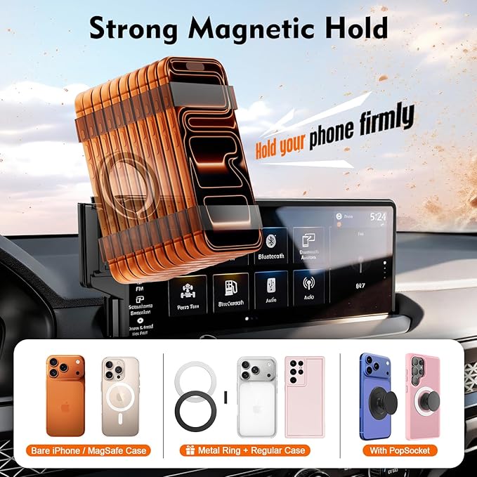 Magnetic Car Phone Mount for Honda Accord Hybrid 2023 2024 2025 2026 Only, 11th Gen Accord 12.3" Display Accessories, Snap-On Dashboard Screen Holder for MagSafe iPhone Android, Sport Touring EX-L