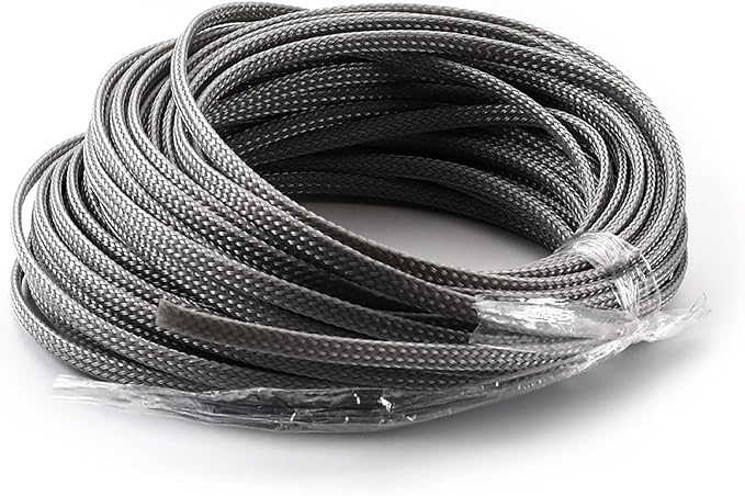 Aicosineg 32.8ft PET Flexible Braided Cable Sleeve 0.16inch Width Wire Loom Sleeving and Organizer Flexible Wire Mesh Sleeve Wrap Protector for TV Audio PC Cords from Pets Chewing Grey