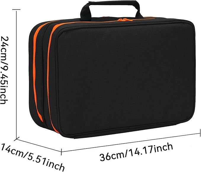 KISLANE Toy Car Storage Case with Elastic Bands and PVC Compartments - Holds 105 Diecast Cars, Matchbox Cars Storage Case, Portable Carrying case with Zipper Pockets (Black)