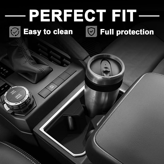 Muslogy Console Hidden Box & Cup Holder Inserts Compatible with 2025 2026 Toyota 4Runner Accessories Armrest Privacy Storage Large Opening Non-Slip Silicone Drink Stoppers Rubber Cup Holder Organizer