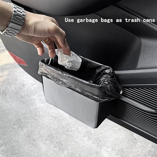 Car Trash Can, Foldable Multifunctional Hanging Storage Box Trash Can with a Roll of Garbage Bag, Multi Pocket Design Suitable for Car, Home and Office (red)