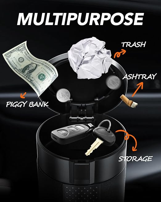 Car Trash Can Bin with Lid, Leakproof Garbage Can, Mini Cup Holder Trash Can for Car, Small Side Door Trash Can with with 80 Attached Trash Bags (2, B)