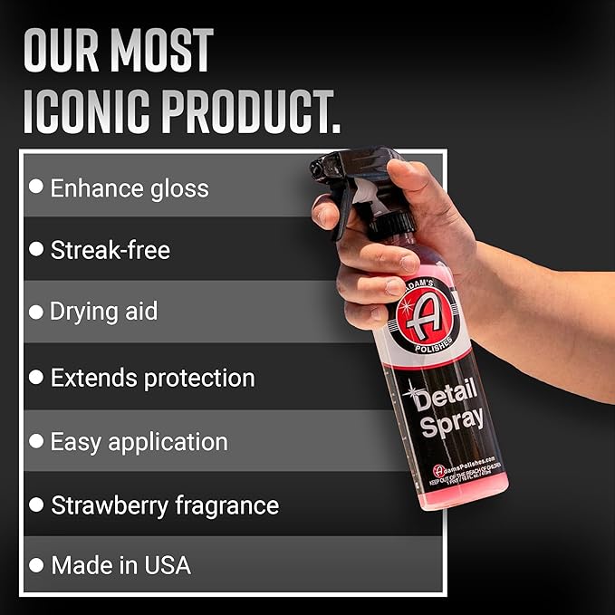Adam's Detail Spray (16 fl. oz) - Quick Waterless Car Detailer | Polisher Clay Bar & Car Wax Booster | Adds Shine & Gloss Depth