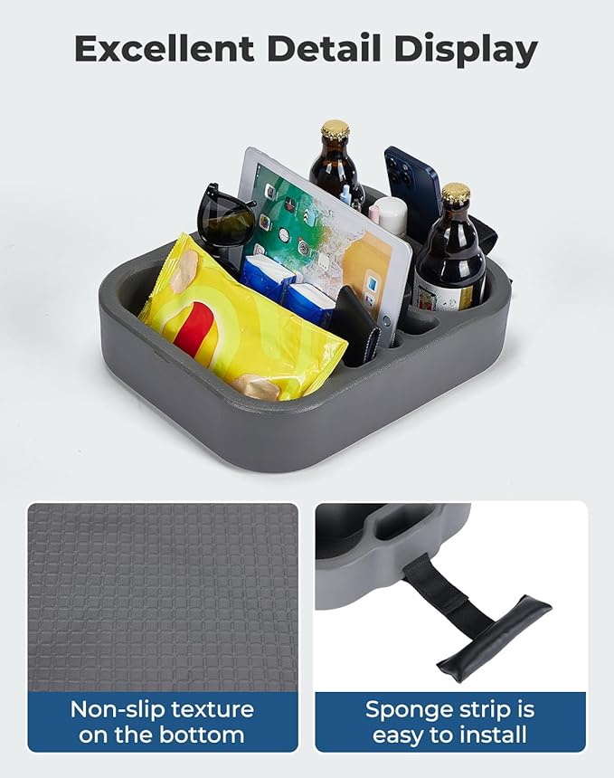 KEMIMOTO Boat Cup Holder -Marine Cup Holders, Boat Caddy Organizer,Snack Table Tray for Sofa or Car Seat