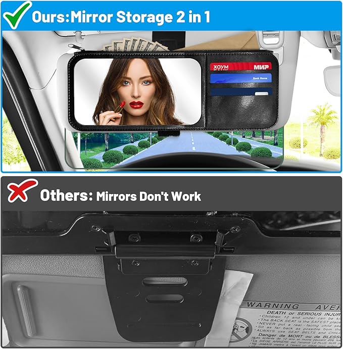 Sun Visor Extender for Cars,3 in 1 Adjustable Polarized Sun Visor Extender,Visor Organizer and Mirror for Car. Polarized Car Sun Visor,Safe Driving Extension for Glare/UV,Clip on, Universal（XL）
