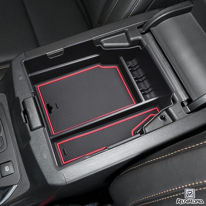 RUNROAD Center Console Organizer Tray Compatible with Chevy Traverse 2018-2021 2022 2023 Accessories, Insert Secondary Storage Box ABS Material Armrest Tray Red