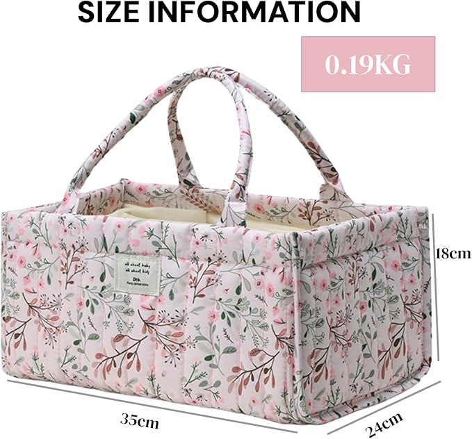 Diaper Caddy Organizer,Cute Floral Nursery Storage Basket,Soft Portable Changing Table Car Caddy Organizer Gift