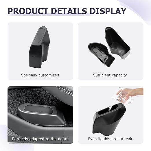LUWU Car Trash Can Compatible with 2018-2025 Tesla Model3 & ModelY Interior Accessories with Lid Portable Mini Trash Bin Leak-proof (Right)