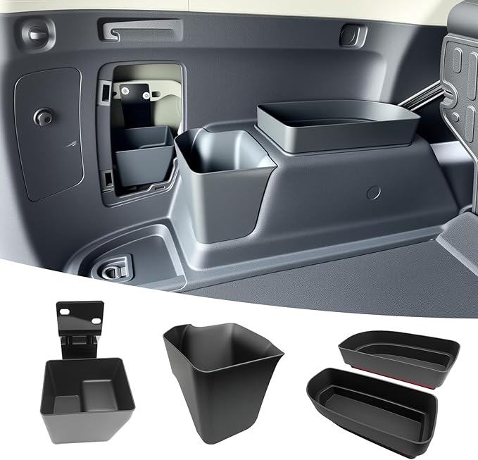 Trunk Organizer Fits for 2010-2024 Toyota 4Runner 5-Seat 2nd Row Trunk Storage Box No-Drill Compatible with 4Runner Accessories (Hetero+Hidden+Pair, 4PCS)
