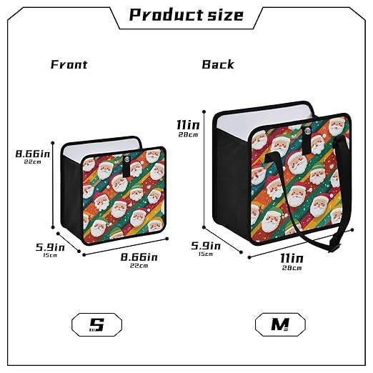 Car Trash Can Organizer Bin with Adjustable Strap for Back Front Seat Console Waterproof Leakproof Collapsible Portable 8.66 Inch Colorful Diagonal Striped Santa Claus