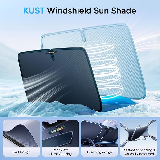 KUST Windshield Sun Shade for 2007 2008 2009 2010 2011 2012 Nissan Altima Accessories Custom Fit Sunshade Foldable Sun Visor Protector Blocks UV Rays Keep Your Car Cooler