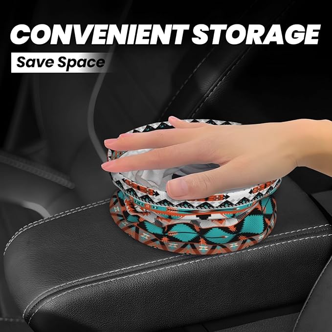 Car Trash Can Classic Aztec Pattern Multipurpose Collapsible Leakproof Trash Bin Car Accessories for Car Automotive Truck SUV
