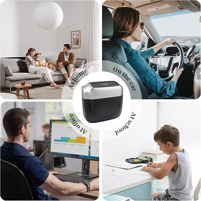 IHOTDER 2PCS Car Trash Can with Lid + 60PCS Garbage Bag,Mini Trash Can Car Interior Accessories with Capacity 700ml,Multifunctional CCar Organizers and Storage(Silver)