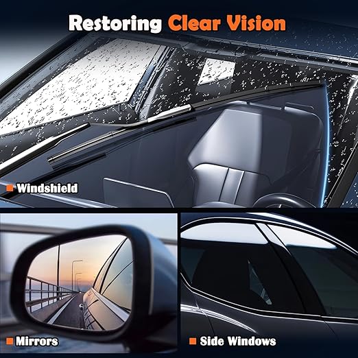 Glass Oil Film Remover for Car Windowshield, Windows & Rearview Mirror - Auto Glass Emulsion Cleaner Kit, Remove Grease, Road Grime, Water Sport, Reduce Glare Improve Visibility for Safe Driving