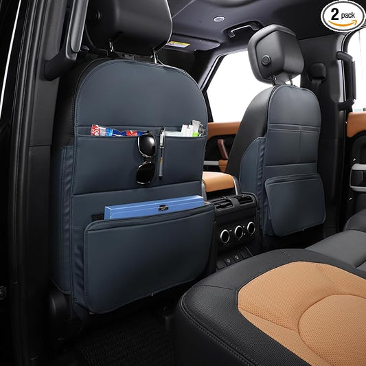 TAIKOO Seat Back Protector,Preventing the Impact of Children Stepping on the Seat Backrest,Beautiful appearance and easy to clean,black (Blue-2 pcs)