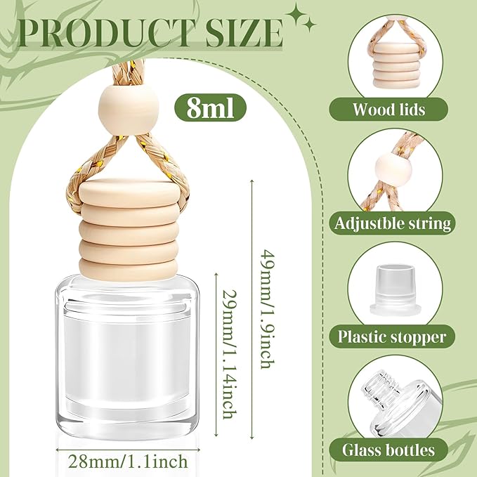 AROIC 6 Pack Car Air Freshener Hanging, New Car Scent Natural Plant Essential Oil Fragrance Diffuser, Unisex Air Freshener Aromatherapy Effectively Eliminates Odors Long-Lasting Fresh Scent (8ml Each)