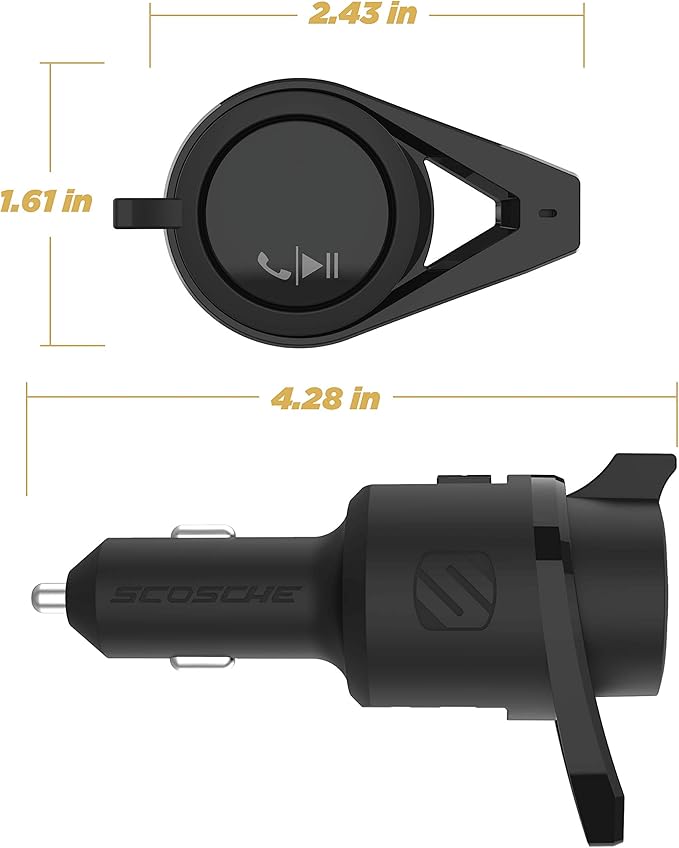 Scosche FM Bluetooth Radio Transmitter for Car, Hands-Free Kit with Dual USB Charging Ports, 12W USB-A + 20W Fast Type-C Car Charger, Wireless Adapter for Calls, Siri and Google Assistant
