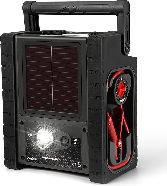 2000A Car Battery Jump Starter with Air Compressor 12V Battery Jumper Box Car Start Booster Up to 10L Gas/8L Diesel Engines with 400W AC Inverter, LED Light