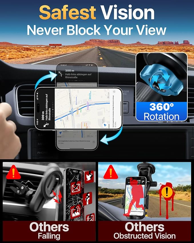 HTU [2026 True Military-Grade Magnetic Car Mount Vent [Upgraded Strongest Magnet & Metal Hook] for MagSafe Phone Holder Car for iPhone 17 16 15 14 13【Patent & Safety Cert】, Non-Charging, Misty Gray