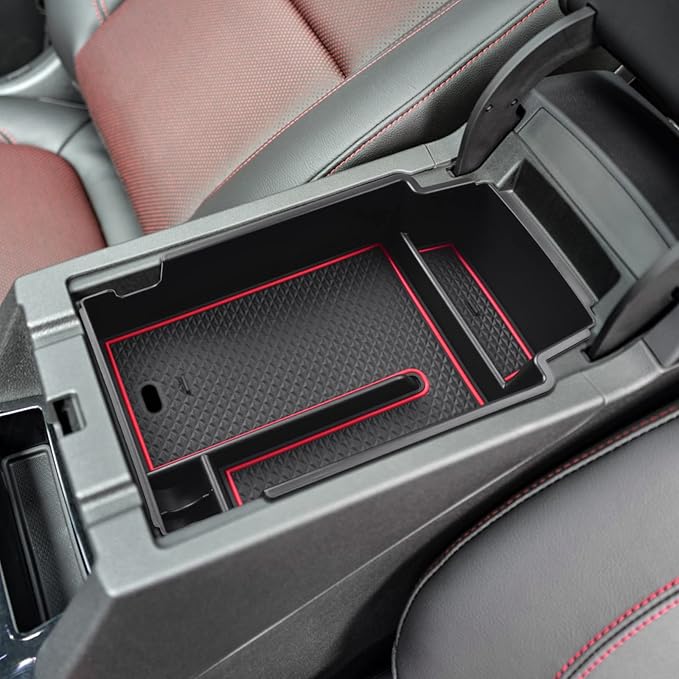 RUNROAD Upgraded Center Console Organizer Tray Compatible with Chevy Blazer 2026 2025 2024 2023 2022 2021 2020 2019 Accessories, ABS Materials Secondary Storage Box Insert Armrest Console Tray, Red
