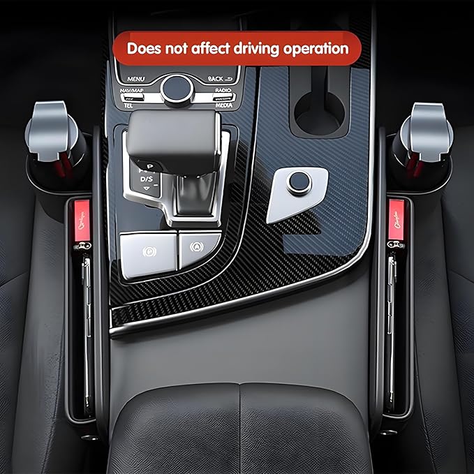 Car Seat Gap Filler Organizer, Universal Premium Leather Seat Organizer with Cup Holder, Seat Gap Storage Box with Bottle Holder, Car Leather Gap Bag Front Center Console Seat (Passenger Side)