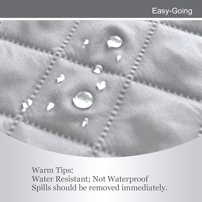 Easy-Going 4 Seater Sofa Slipcover Reversible Sofa Cover Water Resistant Couch Cover with Foam Sticks Elastic Straps Furniture Protector for Pets Children Dog (XX-Large, Light Gray/Light Gray)