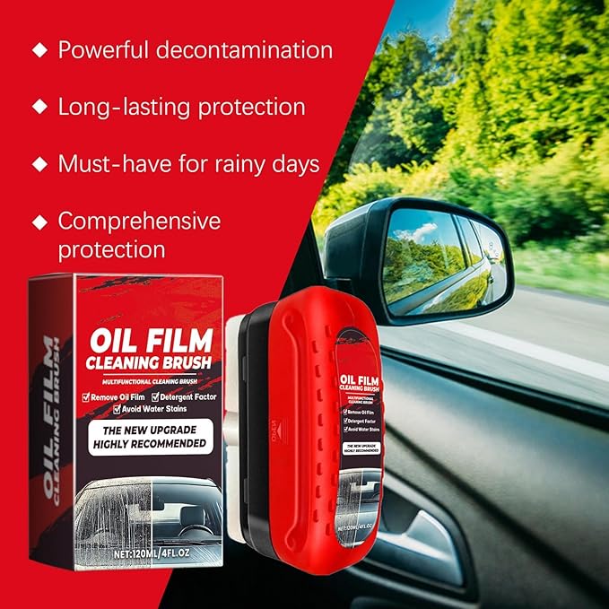 LOYOTICE 2Pc Automotive Oil Film Cleaning Brush, Windshield Cleaner for Car Windows & Glass, Glass Oil Film Remover for Car, Clear Vision Glass Cleaner, Anti-Rain & Anti-Fog Coating, Improves Clarity