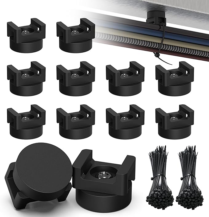 Multipurpose Magnetic Cable Zip Tie Mounts - Includes 10pcs Magnet Cable Mount & 100pcs Zip Ties, 22mm Magnetic Zip Tie Wire Holder Organizer for Home, Office, Car, Garage Cable Management