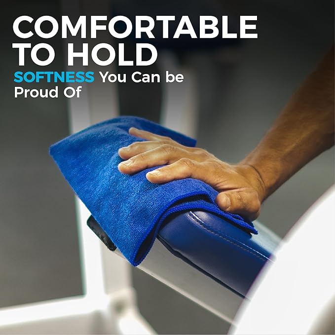 The Rag Company - All-Purpose Microfiber Terry Cleaning Towels - Commercial Grade, Highly Absorbent, Lint-Free, Streak-Free, Kitchens, Bathrooms, Offices, 300gsm, 16in x 16in, Royal Blue (12-Pack)