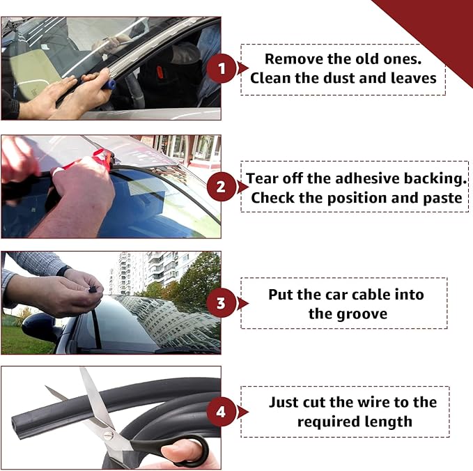 6.56FT Car Cable Wire Hider,Car Windshield Wire Hider,Light bar Wire Hider,with Adhesive Backing (2 PCS)