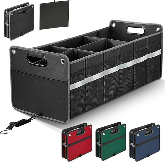 Car Trunk Organizer, Car Storage Organizer, Collapsible Multi Compartment for Car, Suv, Sedan, Truck, 100L, Extra Larger (Black, 100L)