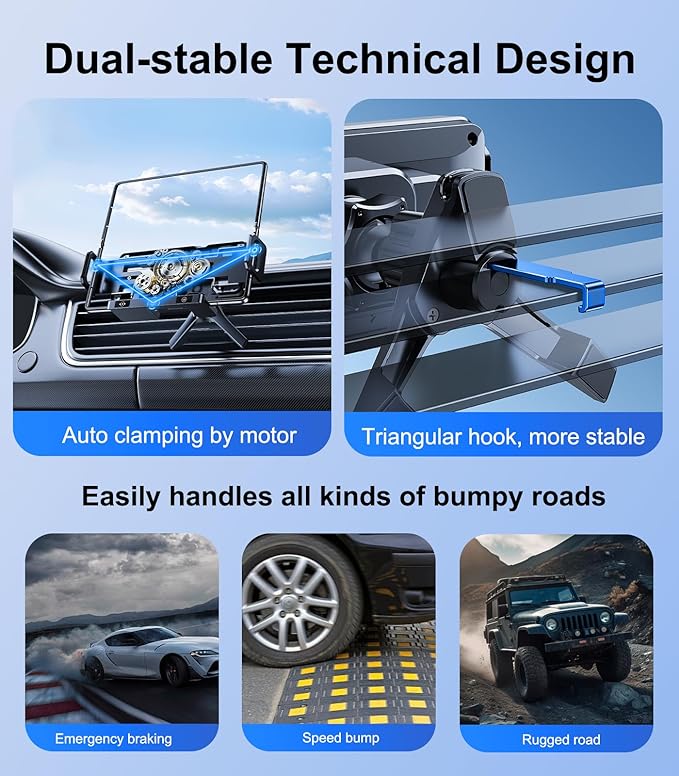 Wireless Car Charger Mount Holder for Samsung Galaxy Z Fold 7 6 5 4 3 2, Rotatable Air Vent Dual Coils Auto Clamping Fast Charging Phone Holder for iPhone 16 15, Samsung S25, Google Pixel 9 Pro